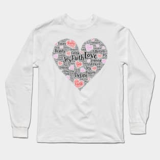 Black Word Cloud Heart With Hearts Original Art Long Sleeve T-Shirt